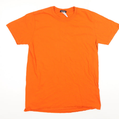 Boohoo Womens Orange 100% Cotton Basic T-Shirt Size M Round Neck