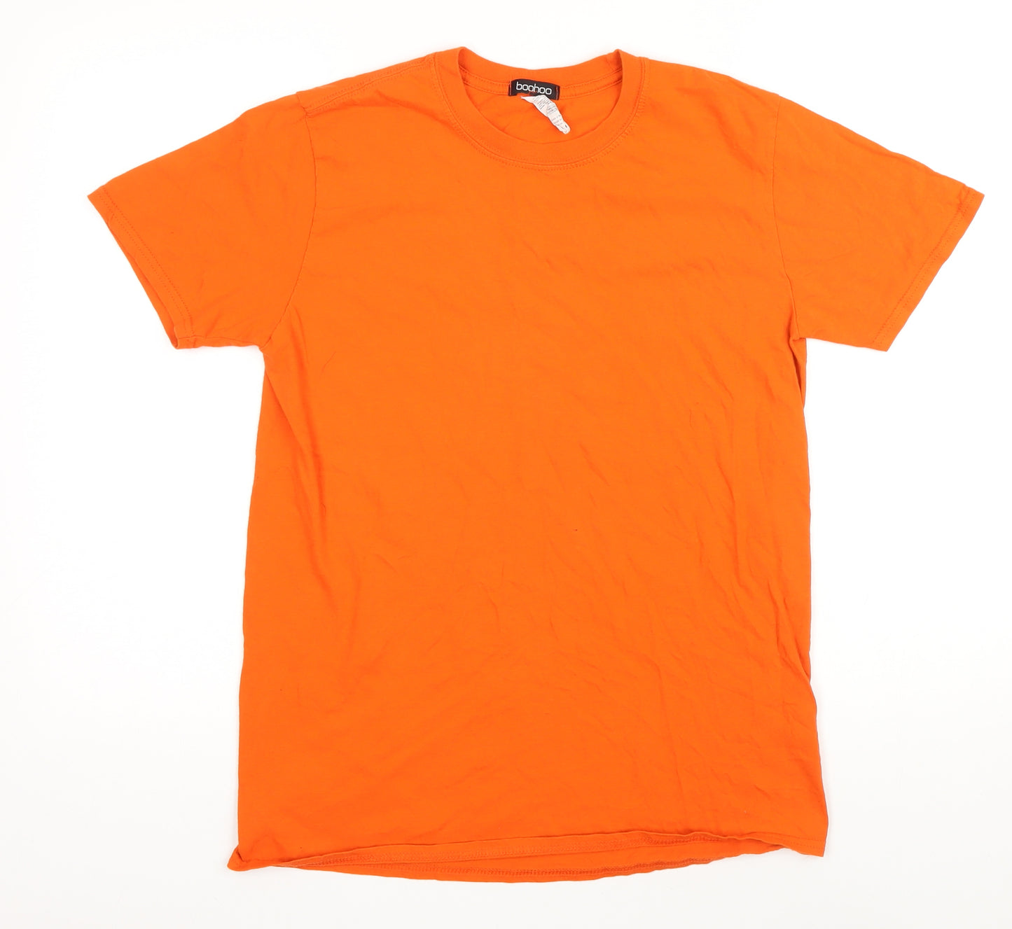 Boohoo Womens Orange 100% Cotton Basic T-Shirt Size M Round Neck