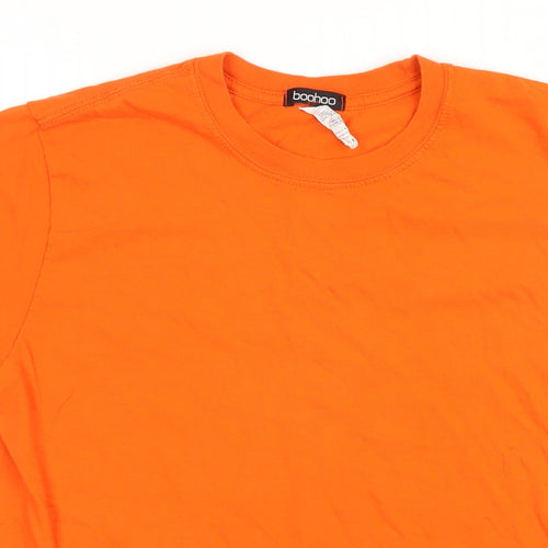 Boohoo Womens Orange 100% Cotton Basic T-Shirt Size M Round Neck