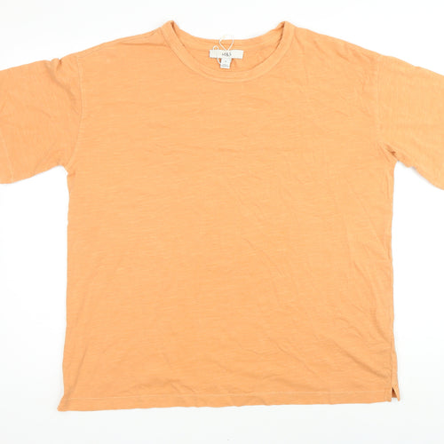 Marks and Spencer Womens Orange 100% Cotton Basic T-Shirt Size 14 Round Neck