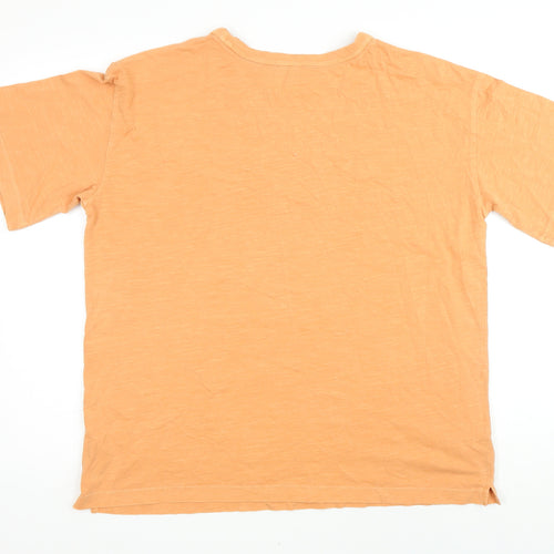 Marks and Spencer Womens Orange 100% Cotton Basic T-Shirt Size 14 Round Neck