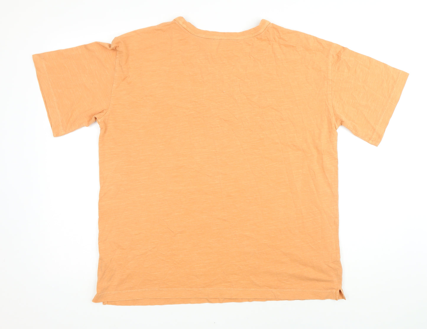 Marks and Spencer Womens Orange 100% Cotton Basic T-Shirt Size 14 Round Neck