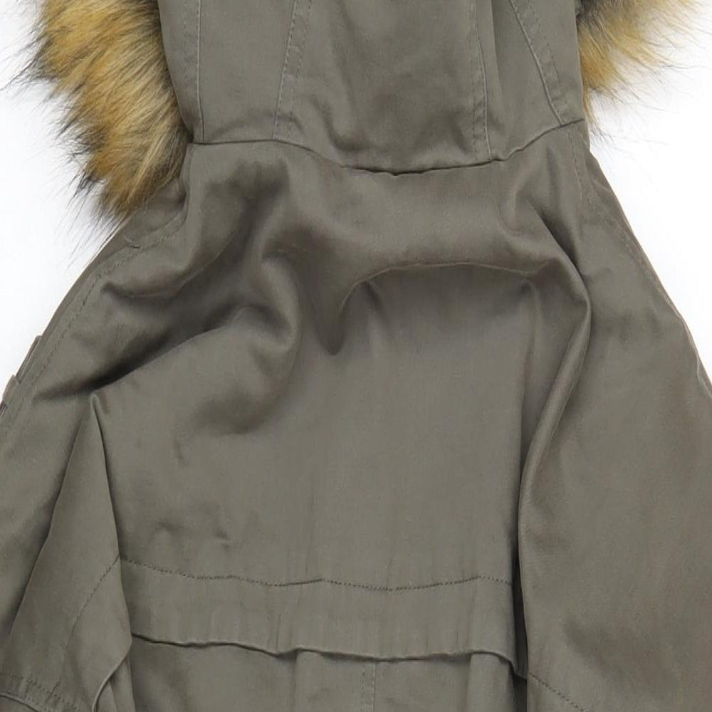 Whistles Womens Green Parka Coat Size S Snap