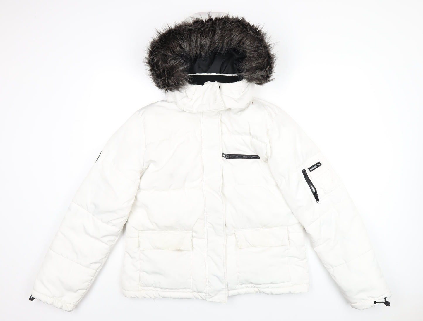 New Look Womens White Puffer Jacket Coat Size 16 Zip
