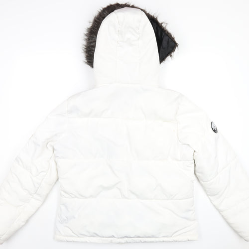 New Look Womens White Puffer Jacket Coat Size 16 Zip