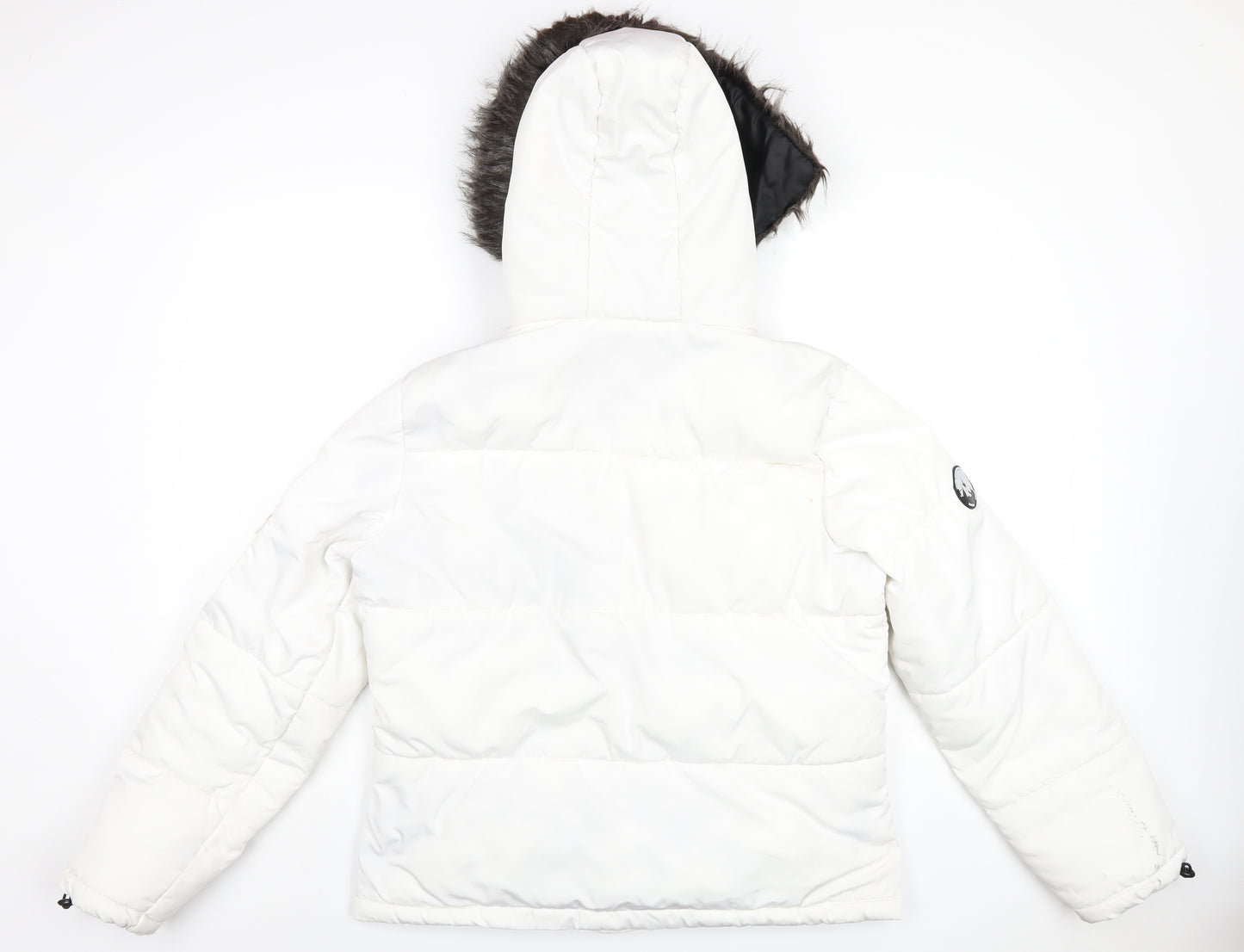New Look Womens White Puffer Jacket Coat Size 16 Zip