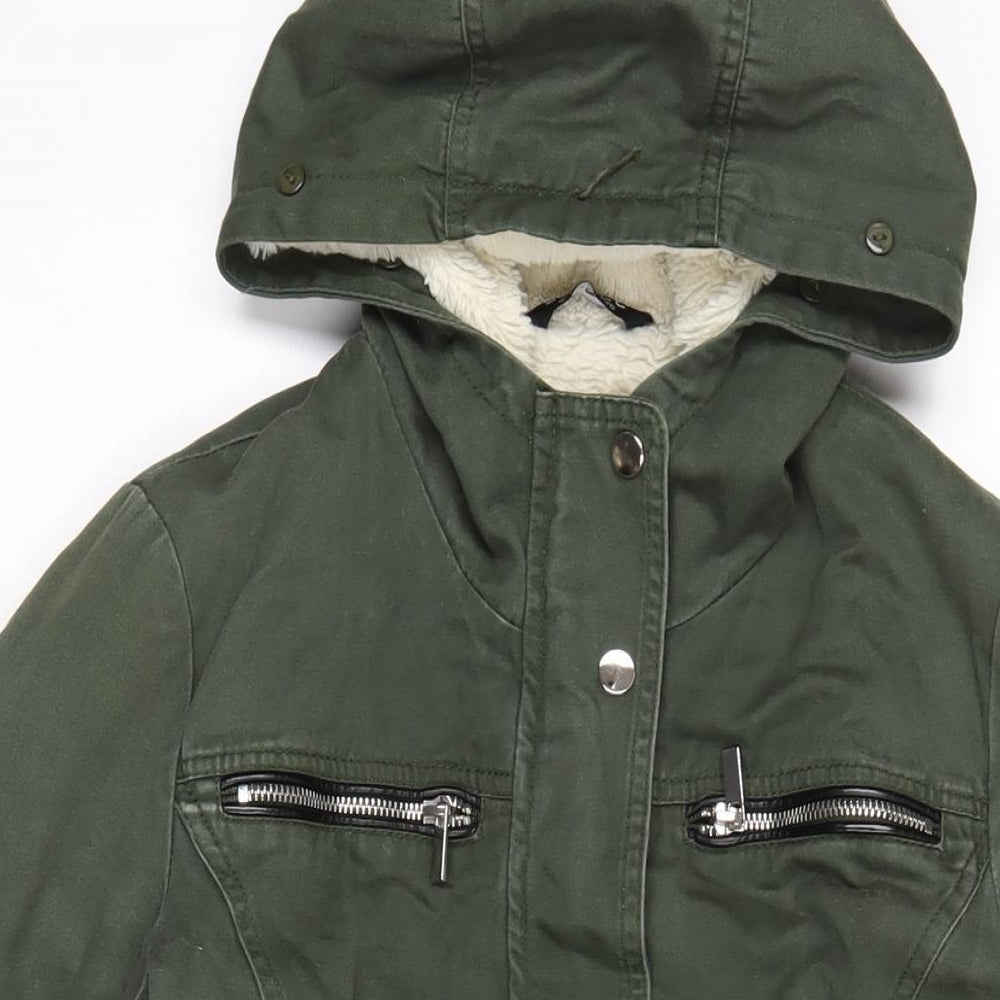 Select Womens Green Parka Coat Size 8 Zip