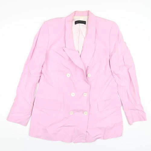 Zara Womens Pink Jacket Blazer Size M Button