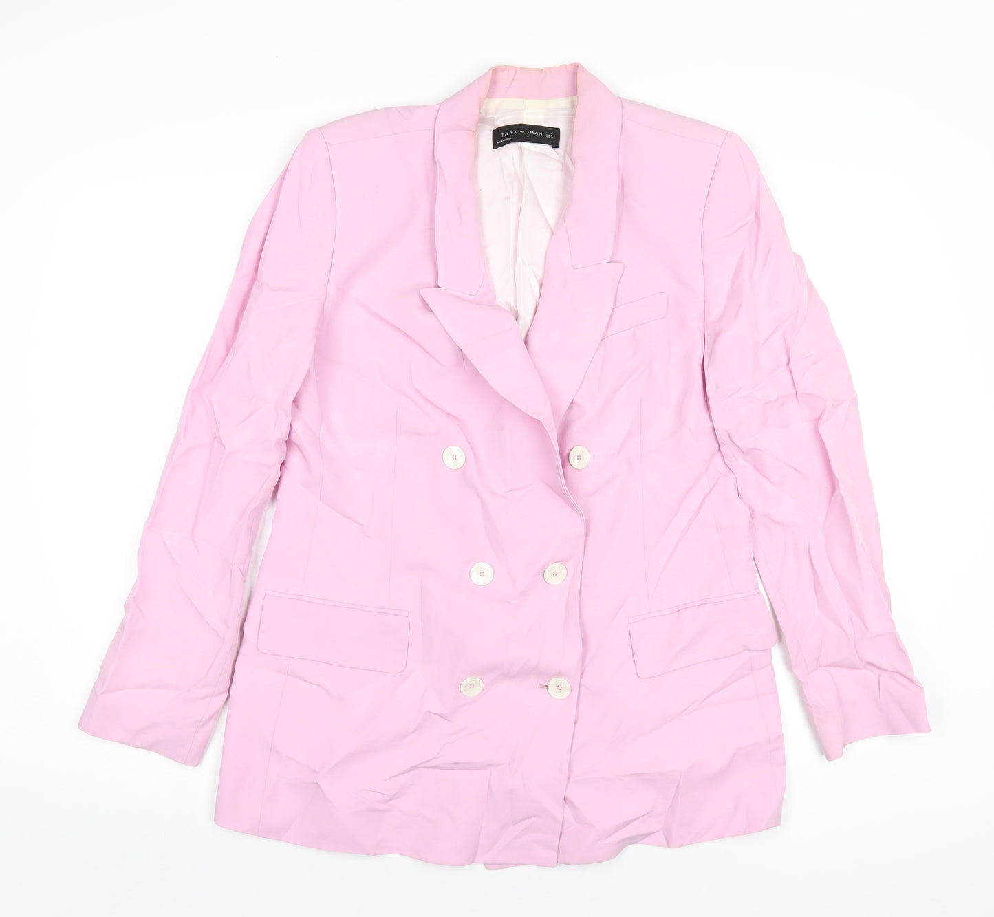 Zara Womens Pink Jacket Blazer Size M Button