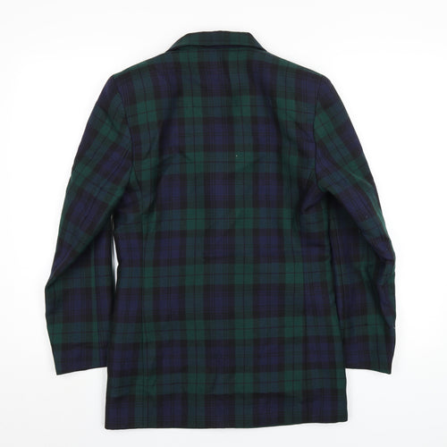 Marks and Spencer Womens Green Plaid Jacket Blazer Size 8 Button