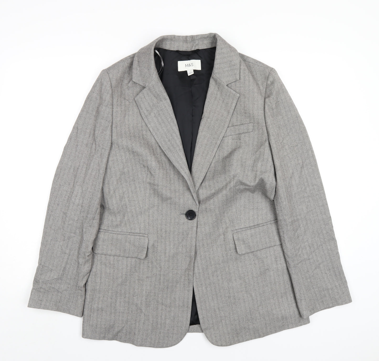 Marks and Spencer Womens Grey Polyester Jacket Blazer Size 10