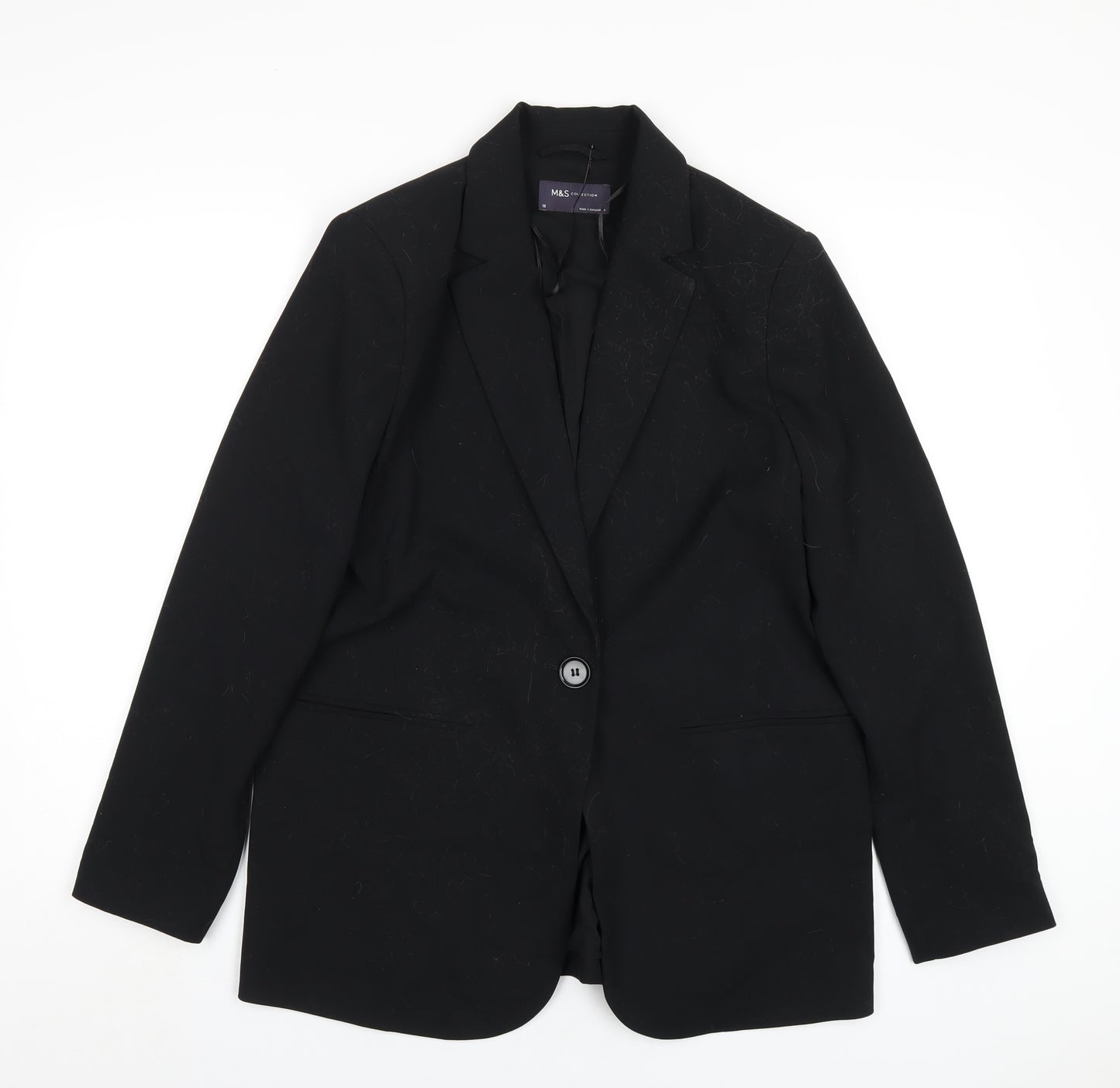 Marks and Spencer Womens Black Polyester Jacket Blazer Size 12