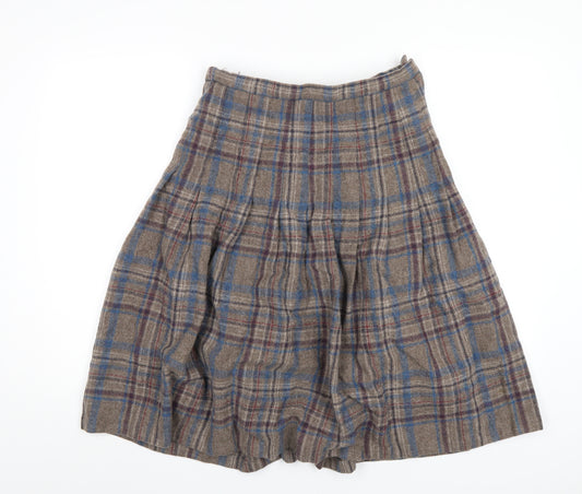 Dunedin Womens Multicoloured Plaid Wool A-Line Skirt Size 16 Zip