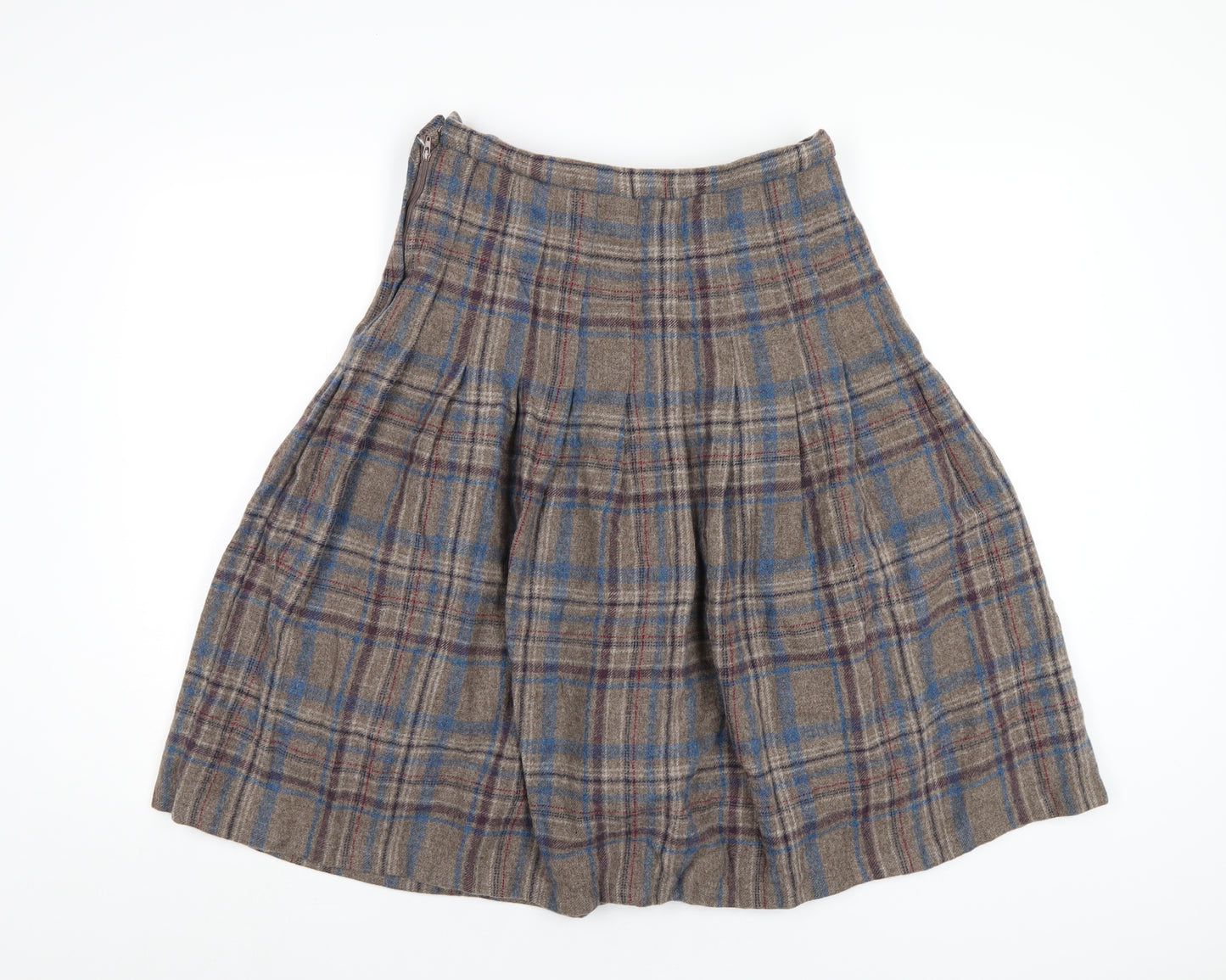 Dunedin Womens Multicoloured Plaid Wool A-Line Skirt Size 16 Zip