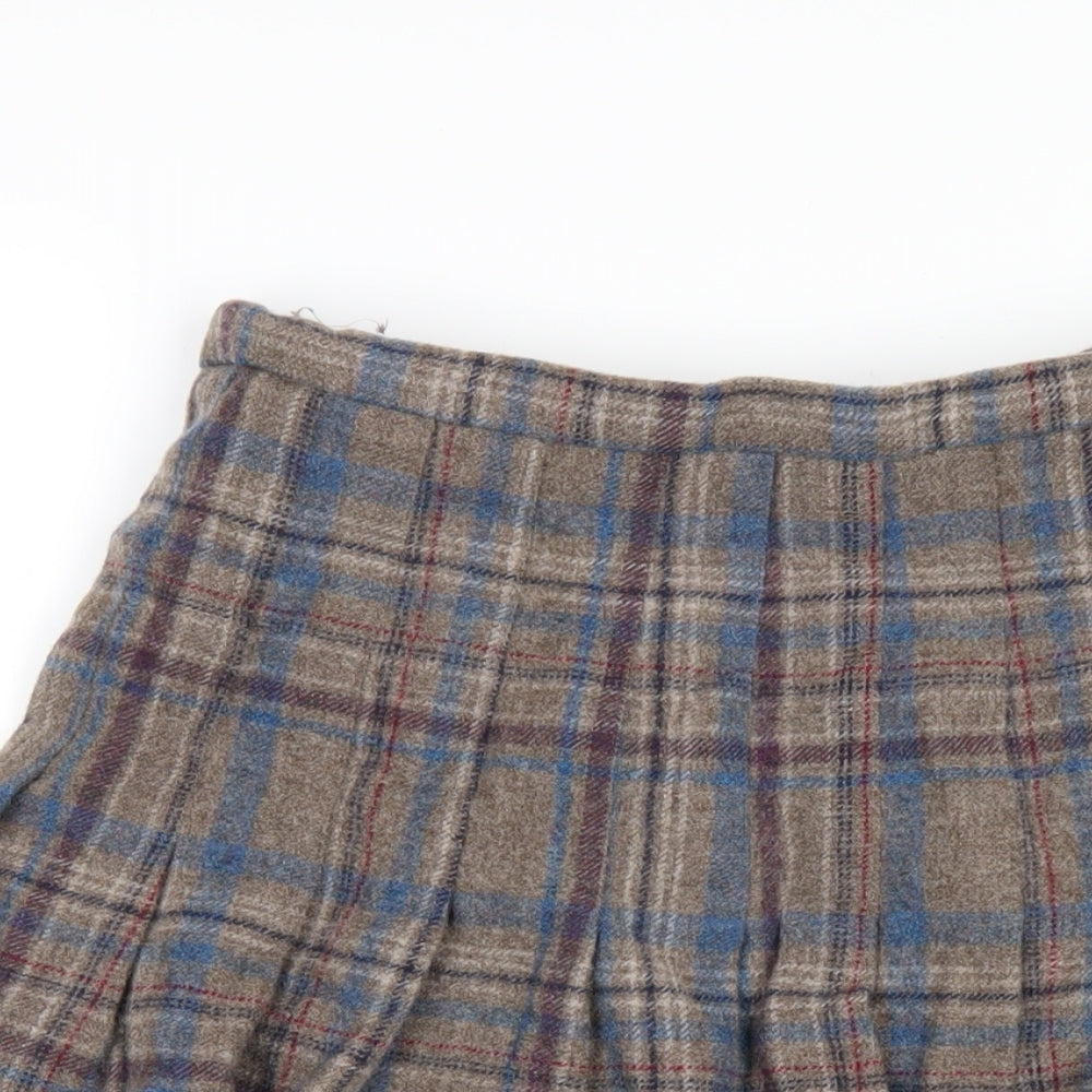 Dunedin Womens Multicoloured Plaid Wool A-Line Skirt Size 16 Zip