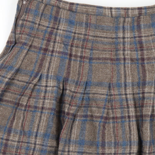 Dunedin Womens Multicoloured Plaid Wool A-Line Skirt Size 16 Zip