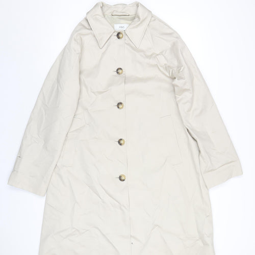 Marks and Spencer Womens Beige Trench Coat Coat Size 12 Button