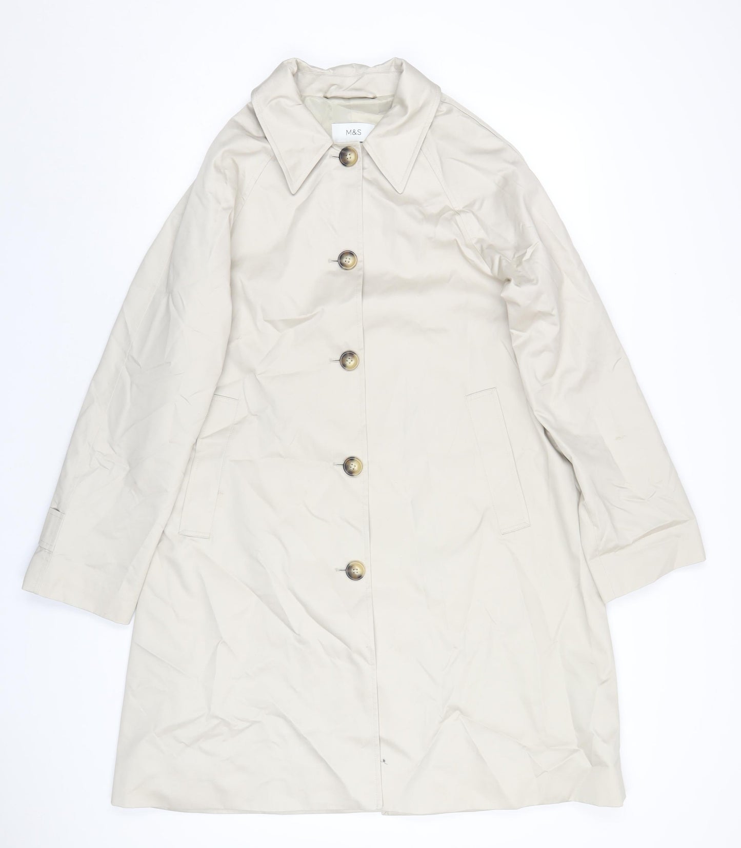 Marks and Spencer Womens Beige Trench Coat Coat Size 12 Button