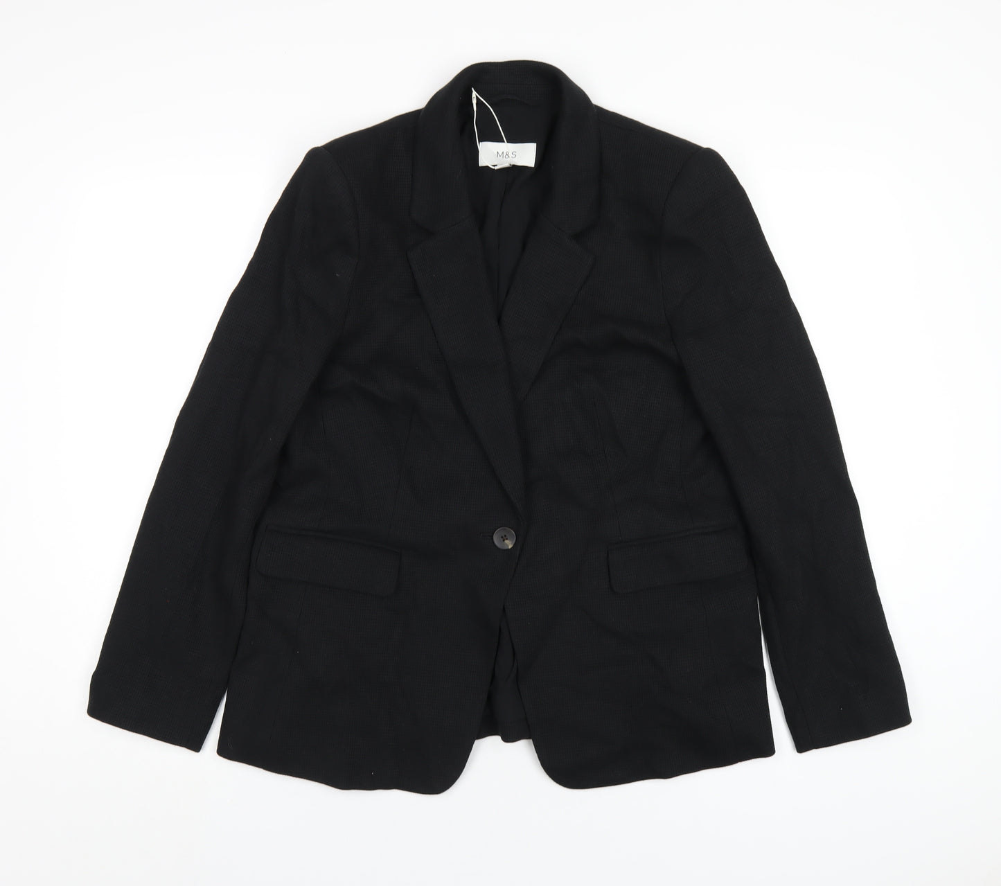 Marks and Spencer Womens Black Cotton Jacket Blazer Size 16