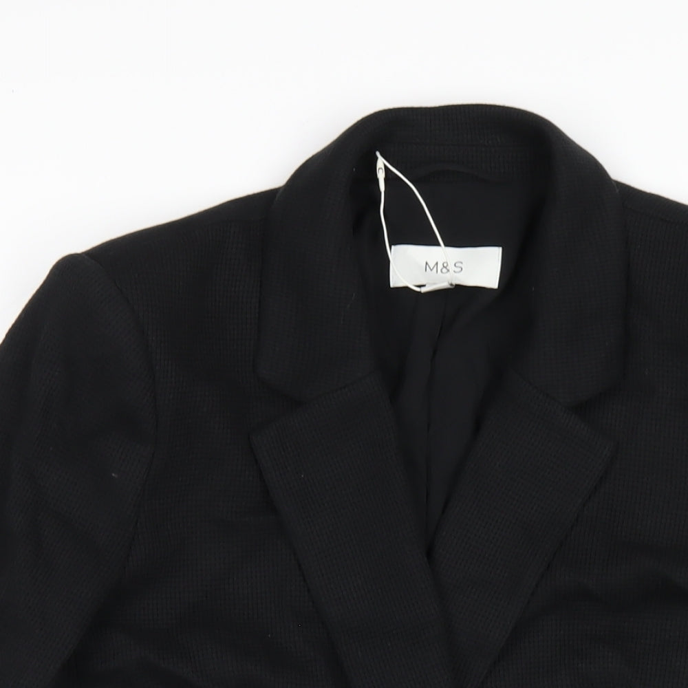 Marks and Spencer Womens Black Cotton Jacket Blazer Size 16