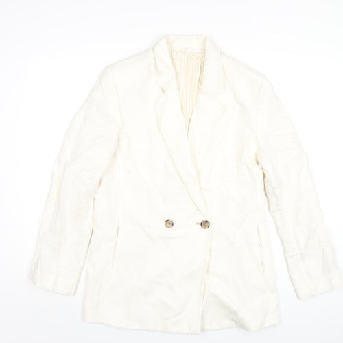 Marks and Spencer Womens Ivory Linen Jacket Blazer Size 10