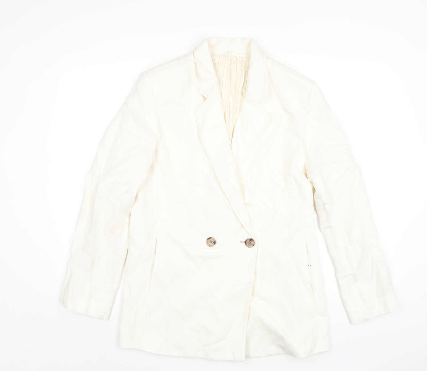 Marks and Spencer Womens Ivory Linen Jacket Blazer Size 10