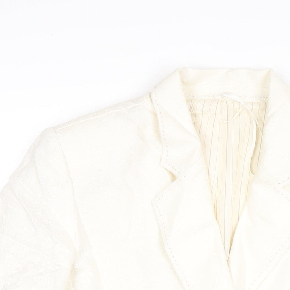 Marks and Spencer Womens Ivory Linen Jacket Blazer Size 10