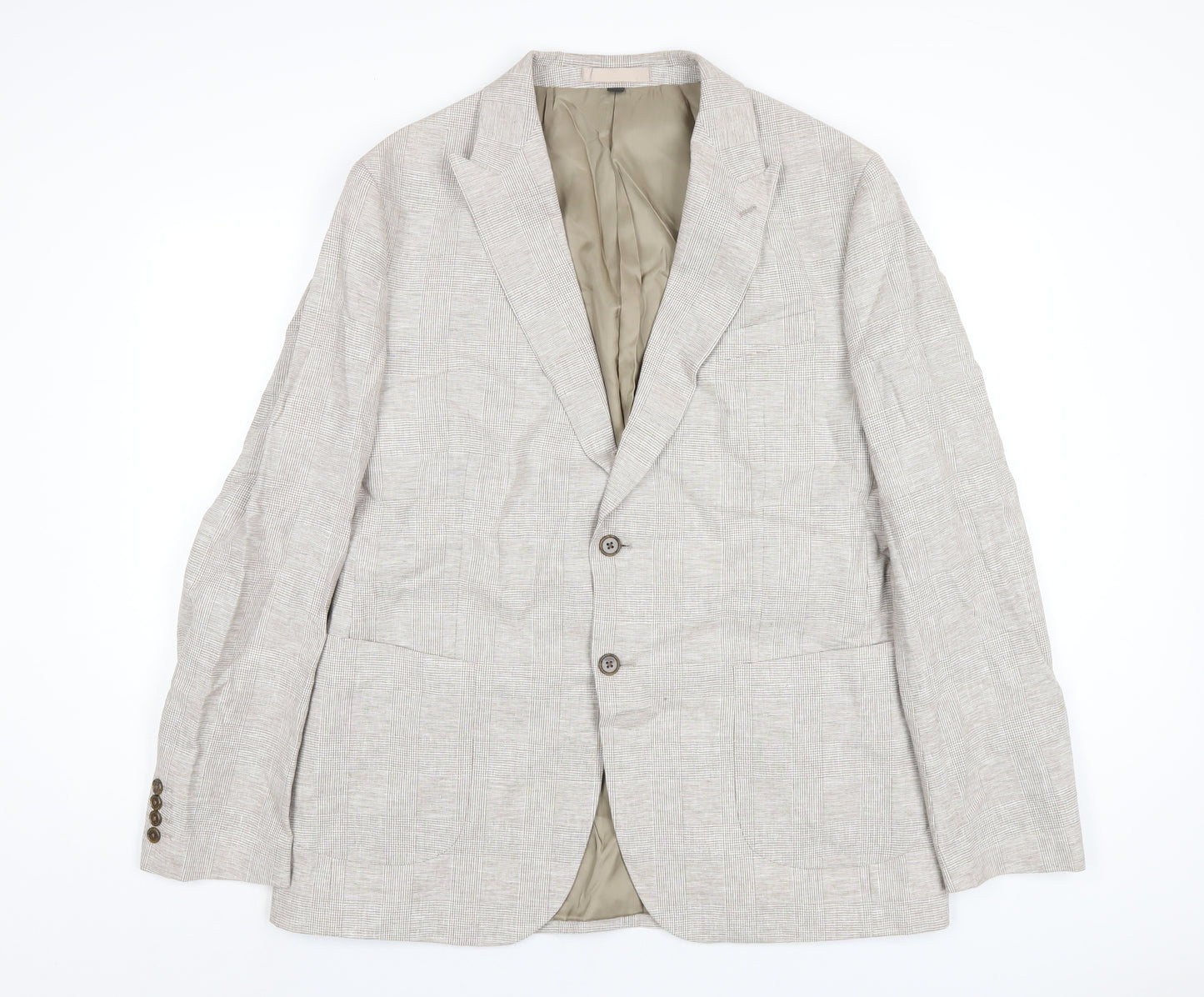 Marks and Spencer Mens Beige Linen Jacket Blazer Size 44 Regular