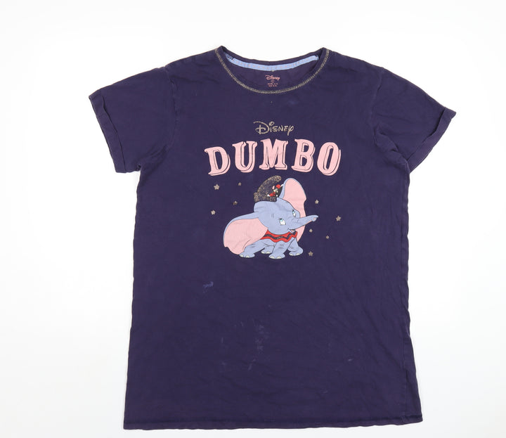 Disney Womens Purple Solid Cotton Top Pyjama Top Size S