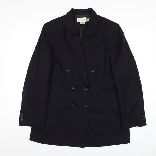 Casual Corner Womens Blue Wool Jacket Blazer Size 14