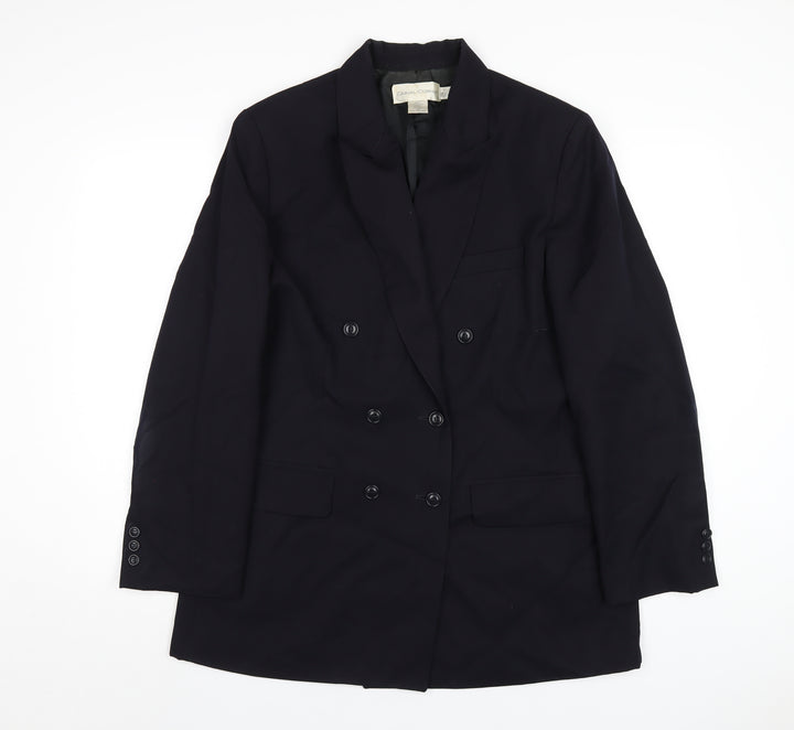 Casual Corner Womens Blue Wool Jacket Blazer Size 14