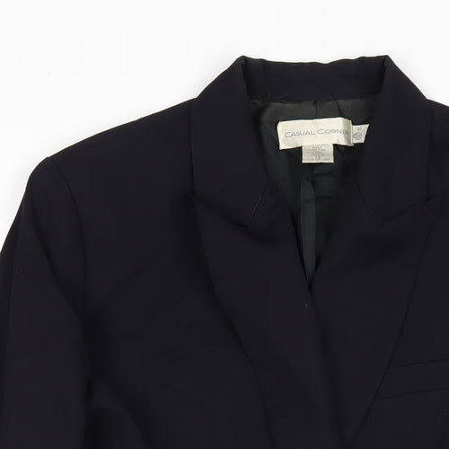 Casual Corner Womens Blue Wool Jacket Blazer Size 14