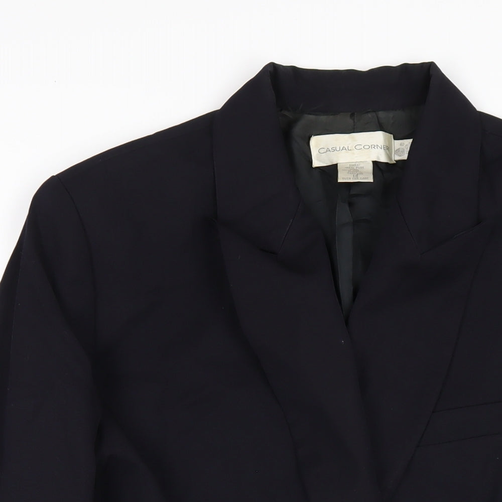 Casual Corner Womens Blue Wool Jacket Blazer Size 14