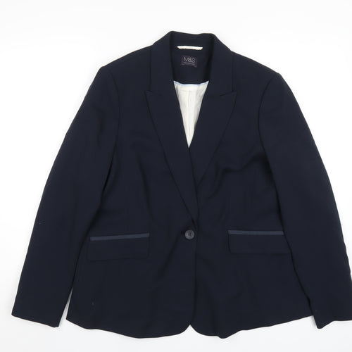 Marks and Spencer Womens Blue Polyester Jacket Blazer Size 18