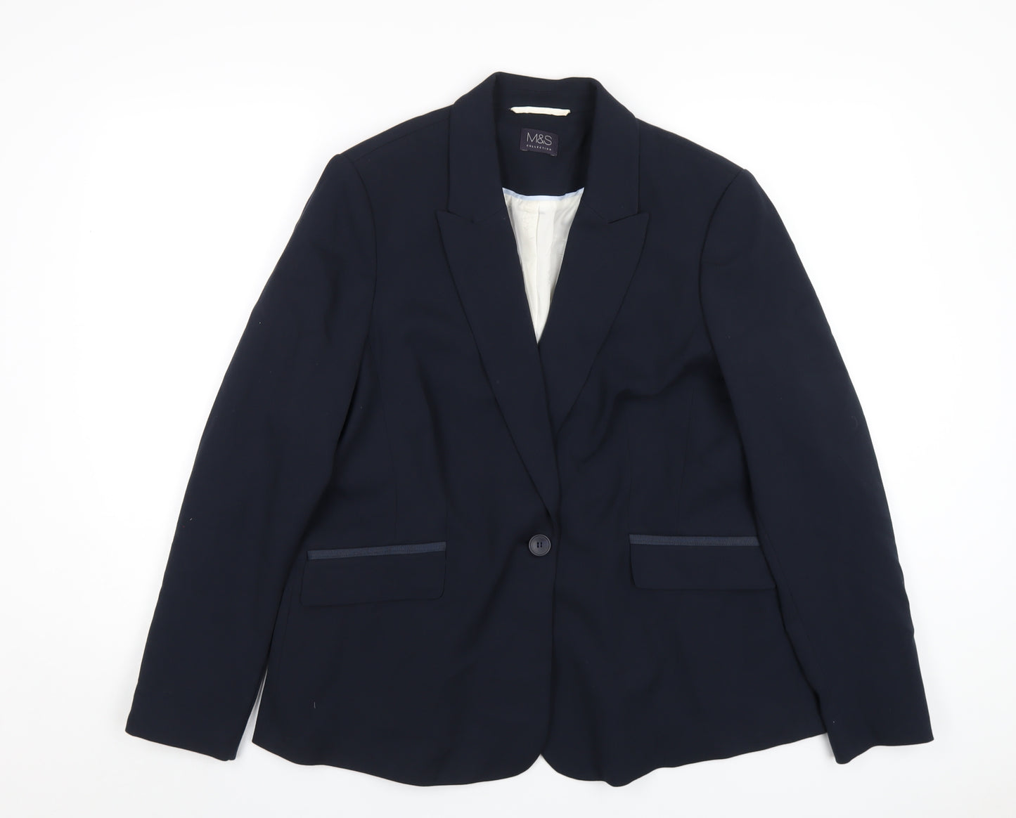 Marks and Spencer Womens Blue Polyester Jacket Blazer Size 18