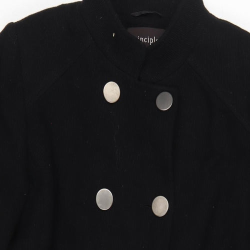 Principles Womens Black Overcoat Coat Size 18 Button