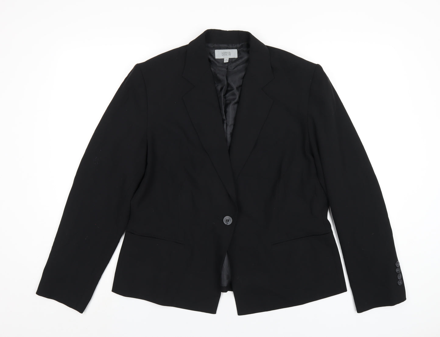 Marks and Spencer Womens Black Polyester Jacket Blazer Size 18