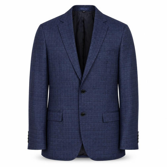 Front view of Marks & Spencer men’s blue polyester jacket blazer, size 42, regular