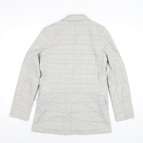 H&M Mens Grey Plaid Polyester Jacket Blazer Size XS Regular