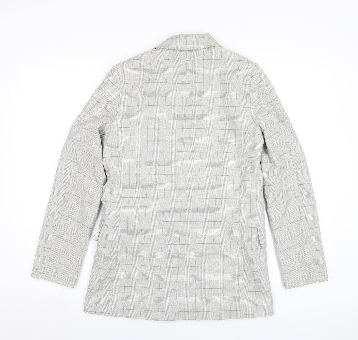 H&M Mens Grey Plaid Polyester Jacket Blazer Size XS Regular