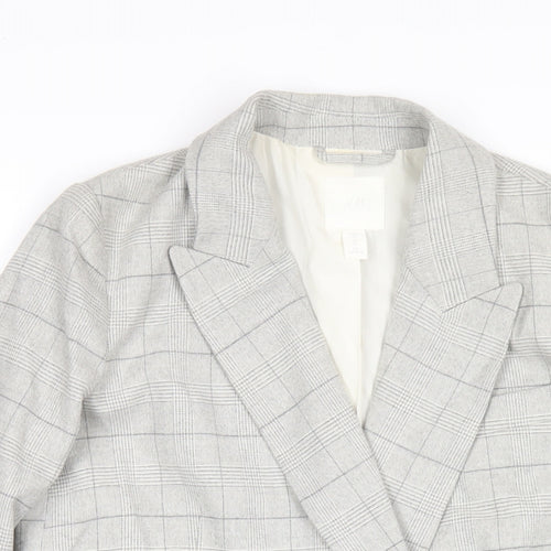H&M Mens Grey Plaid Polyester Jacket Blazer Size XS Regular