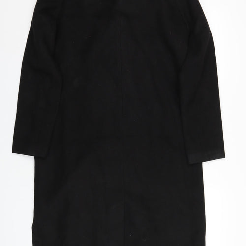 PRETTYLITTLETHING Womens Black Overcoat Coat Size 14 Snap