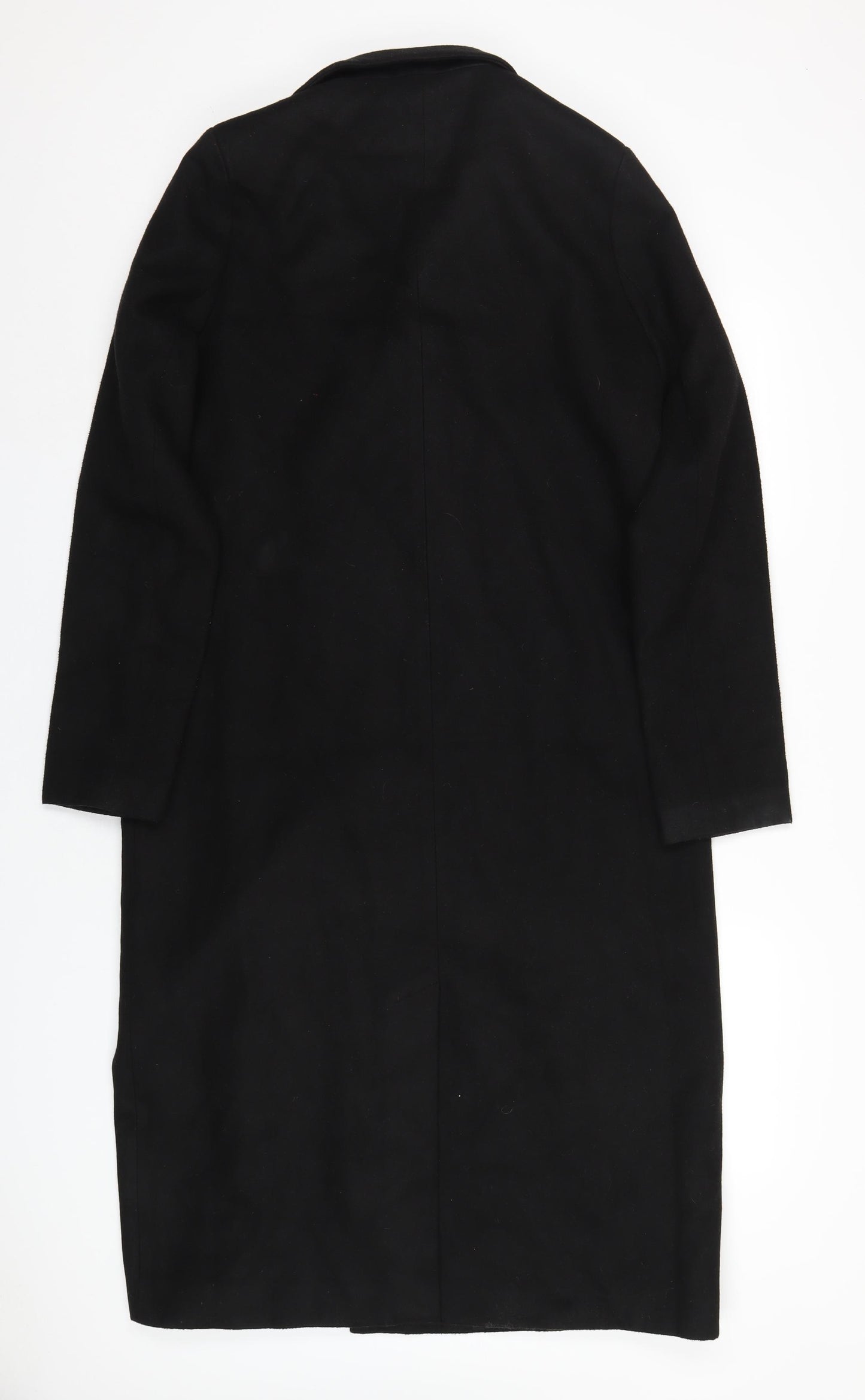 PRETTYLITTLETHING Womens Black Overcoat Coat Size 14 Snap