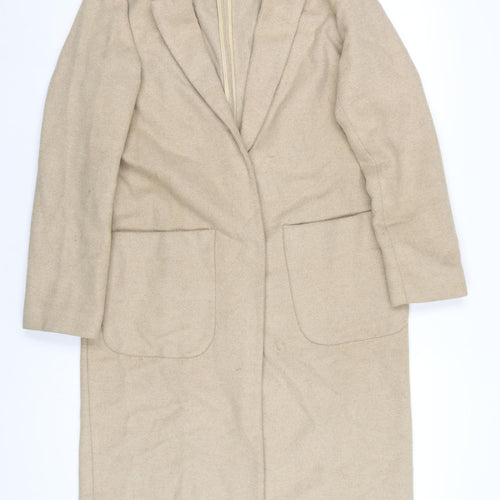 Topshop Womens Beige Overcoat Coat Size 8 Snap