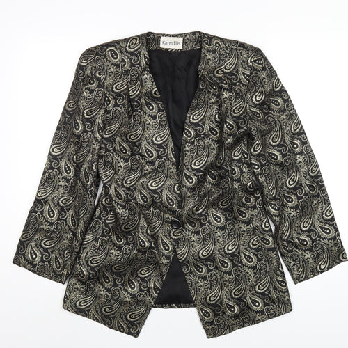 Karen Ellis Womens Black Paisley Jacket Blazer Size 6 Button