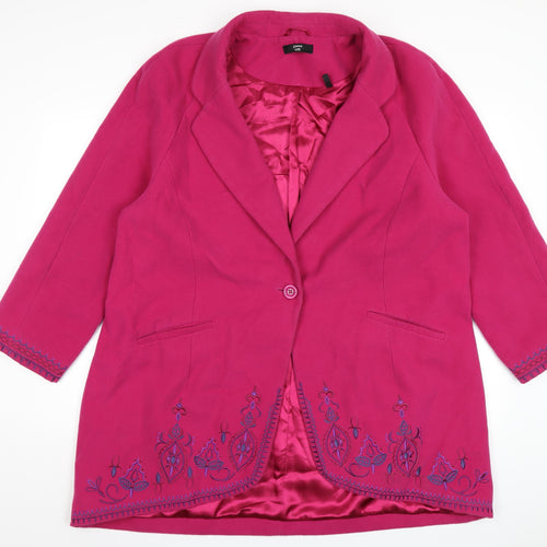 Joanna Hope Womens Pink Overcoat Coat Size 22 Button