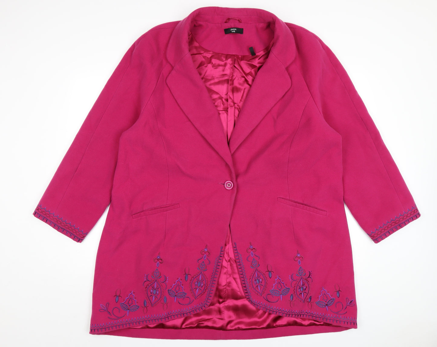 Joanna Hope Womens Pink Overcoat Coat Size 22 Button