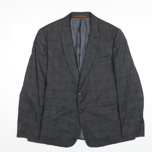 Burton Mens Grey Polyester Jacket Blazer Size 46 Regular