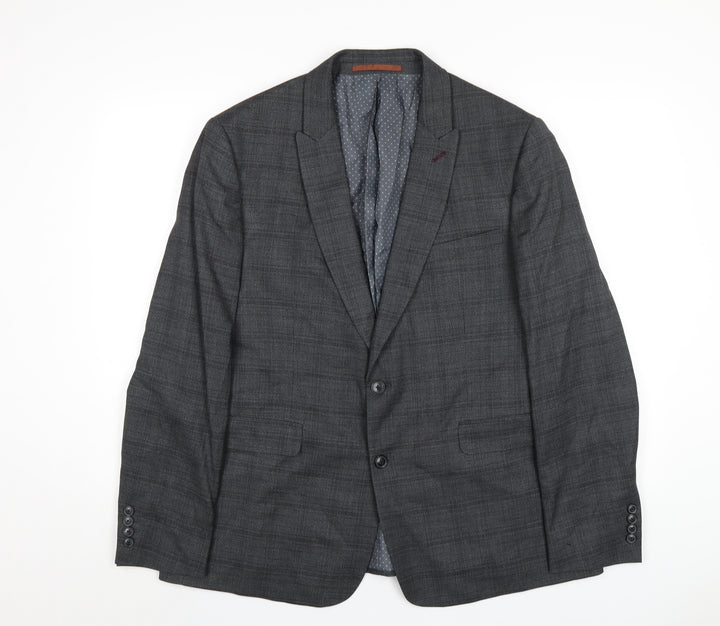 Burton Mens Grey Polyester Jacket Blazer Size 46 Regular
