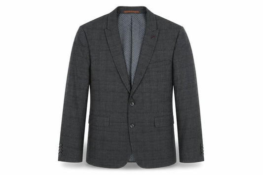 Front view of Burton men’s grey polyester jacket blazer, size 46, regular